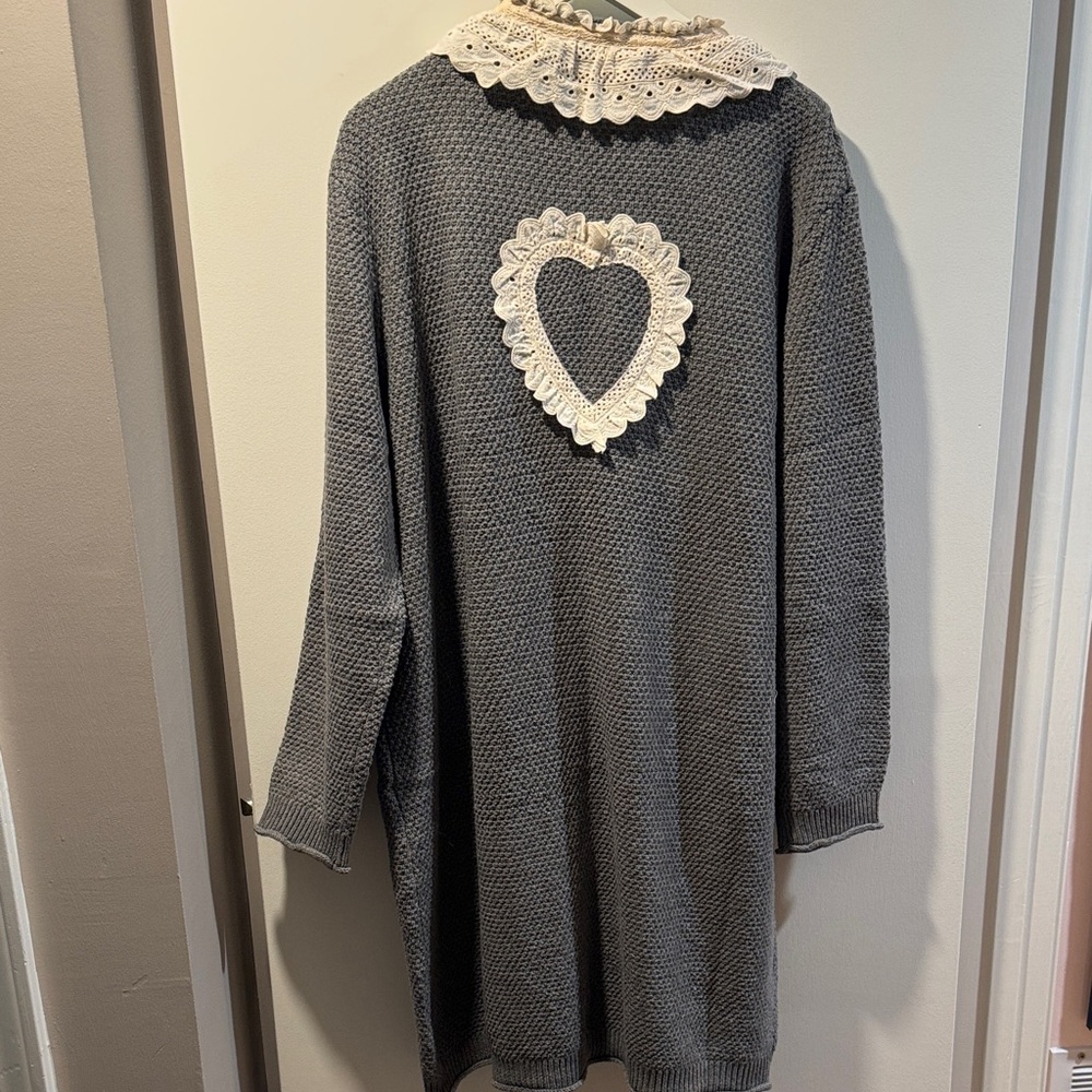 POL NWOT Women’s Gray Knit Sweater with Lace Trim - Picture 5 of 5